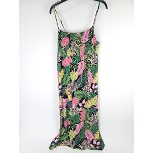 Vintage Scoop Midi SunDress Womens XXL (20) Y2K Smocked A-line Floral Sleeveless
